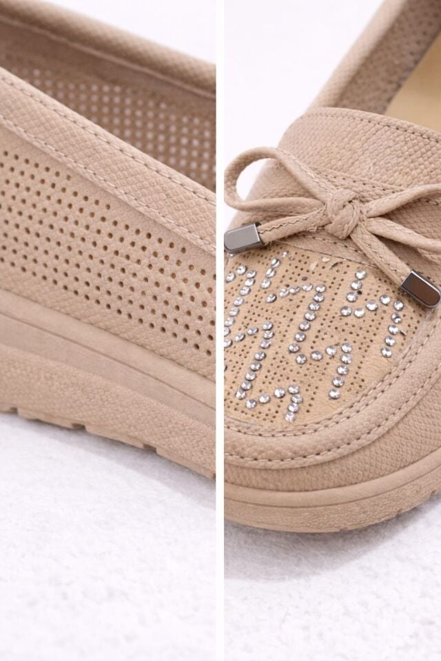 Kadın Comfort Taban Ortopedik Loafer Günlük Genç Anne Ayakkabı Babet 202 KREM - 40