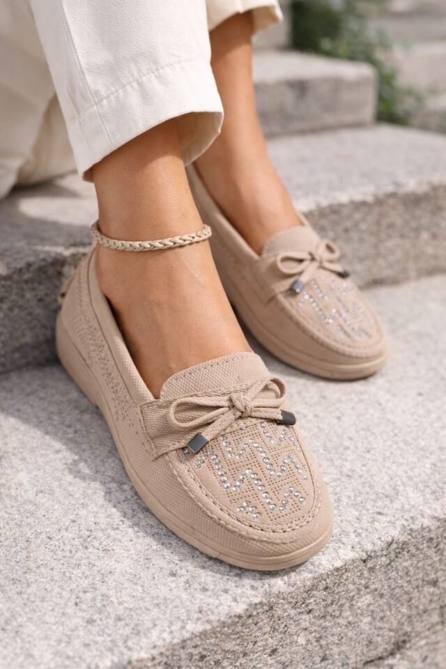 Kadın Comfort Taban Ortopedik Loafer Günlük Genç Anne Ayakkabı Babet 202 KREM - 40