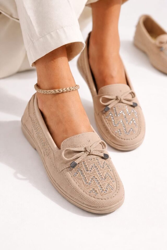 Kadın Comfort Taban Ortopedik Loafer Günlük Genç Anne Ayakkabı Babet 202 KREM - 40