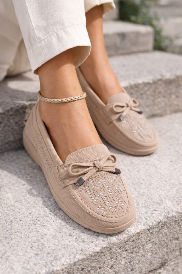 Kadın Comfort Taban Ortopedik Loafer Günlük Genç Anne Ayakkabı Babet 202 KREM - 41