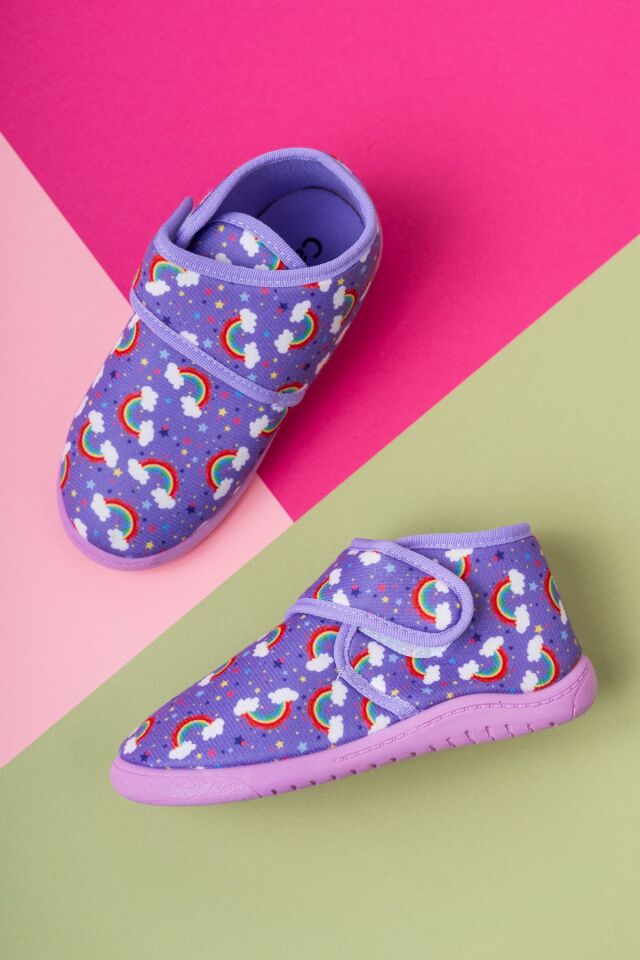 Çocuk Unisex Keten Kaymaz Taban Panduf Ev Okul Kreş Anaokulu Günlük MOR - 27