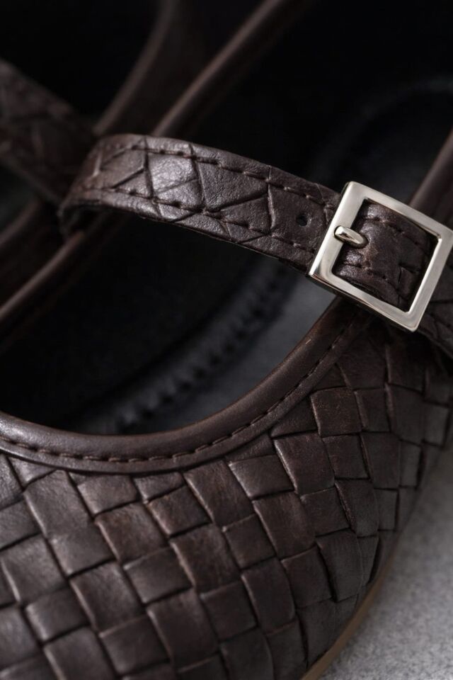 Kadın Babet ayakkabı Klasik Örgü Deri Desenli Esnekligi Ve Zarif Günlük Babet KAHVERENGİ - 40