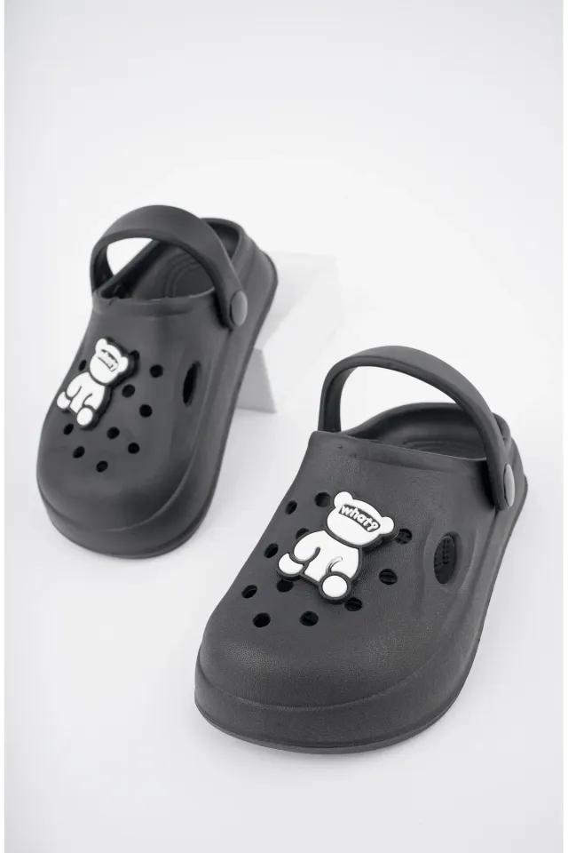 Unisex Çocuk Figürlü Sticker Sandalet-Terlik 27 - SİYAH