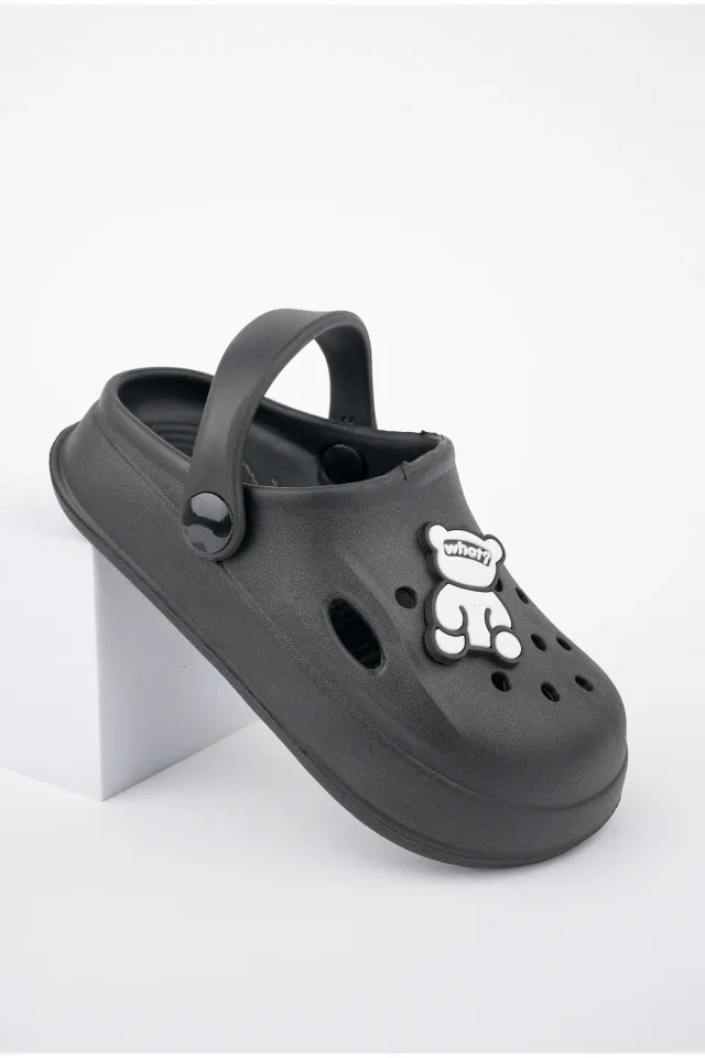 Unisex Çocuk Figürlü Sticker Sandalet-Terlik 27 - SİYAH
