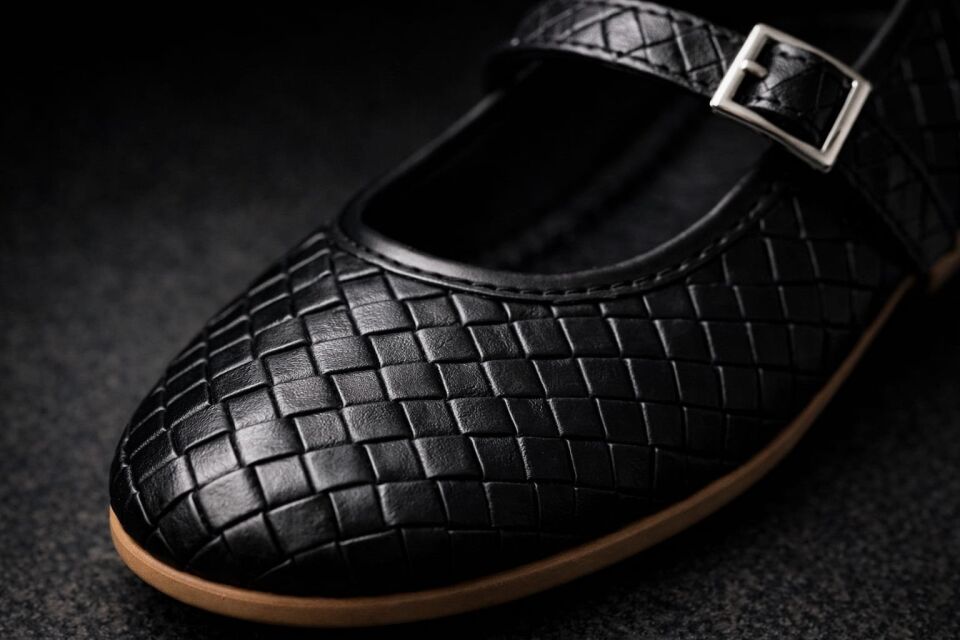 Kadın Babet ayakkabı Klasik Örgü Deri Desenli Esnekligi Ve Zarif Günlük Babet SİYAH - 38