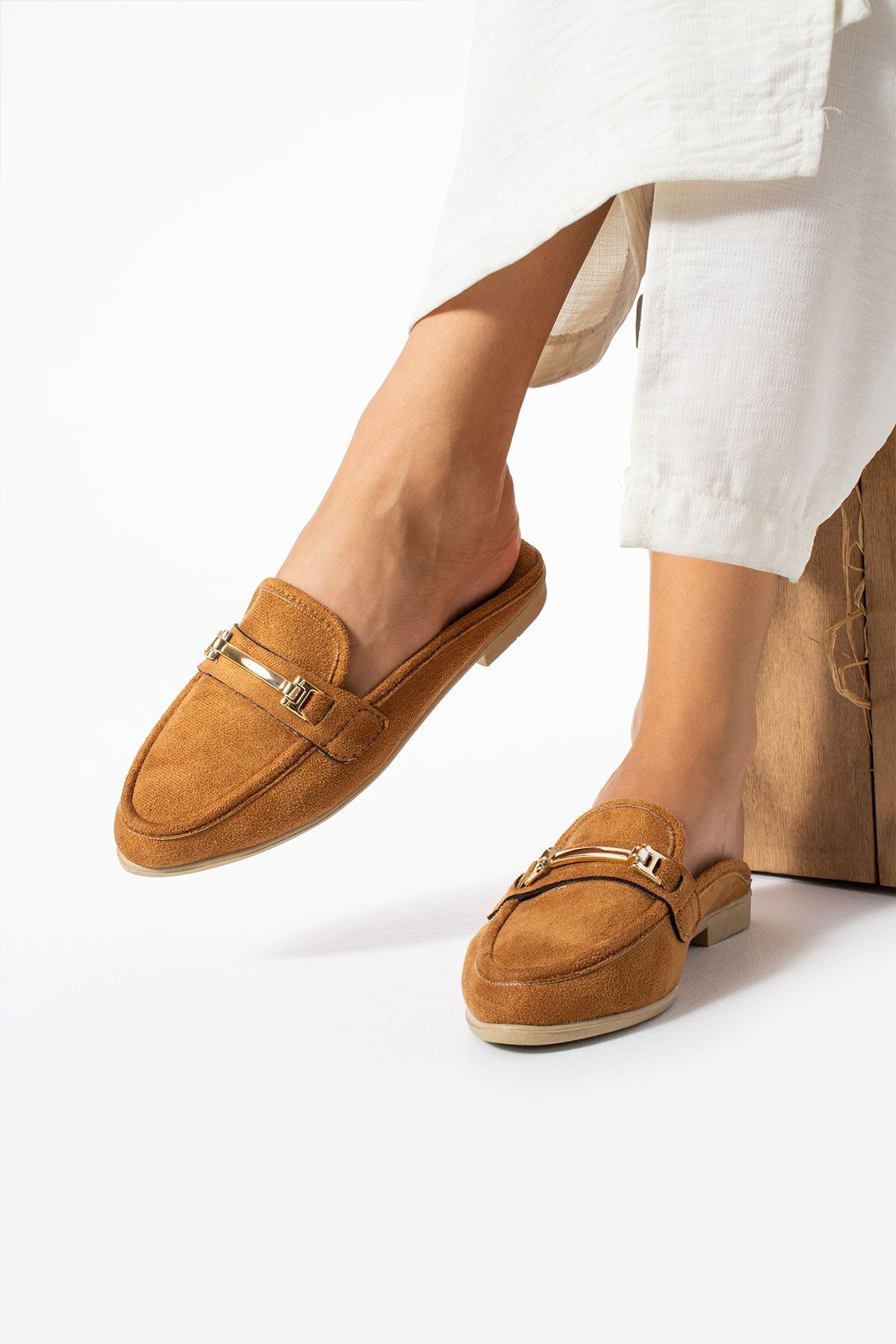 Kadın Babet Toka Detaylı Şık Rahat Ortopedik Günlük Terlik TABA - 37