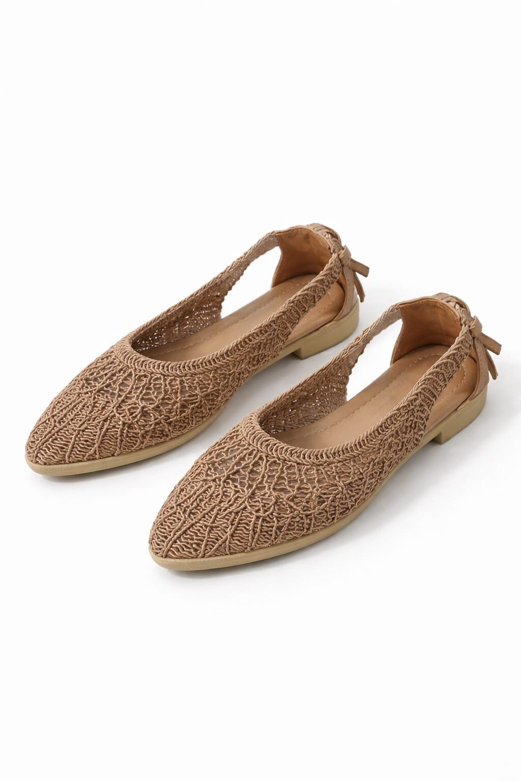 Kadın Hasırlı Yanı Açık Arkası Fiyonk Babet Ev ve Dış Mekan Ayakkabısı VİZON - 40