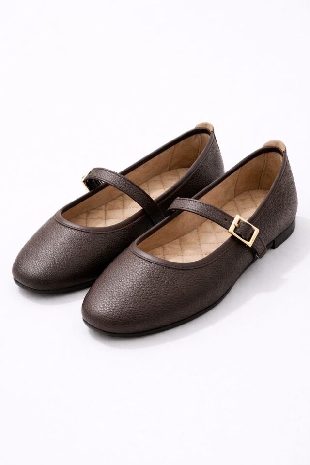 Tek Bantlı Gold Tokalı Lastikli Şık Kadın Babet Ayakkabı KAHVERENGİ - 40