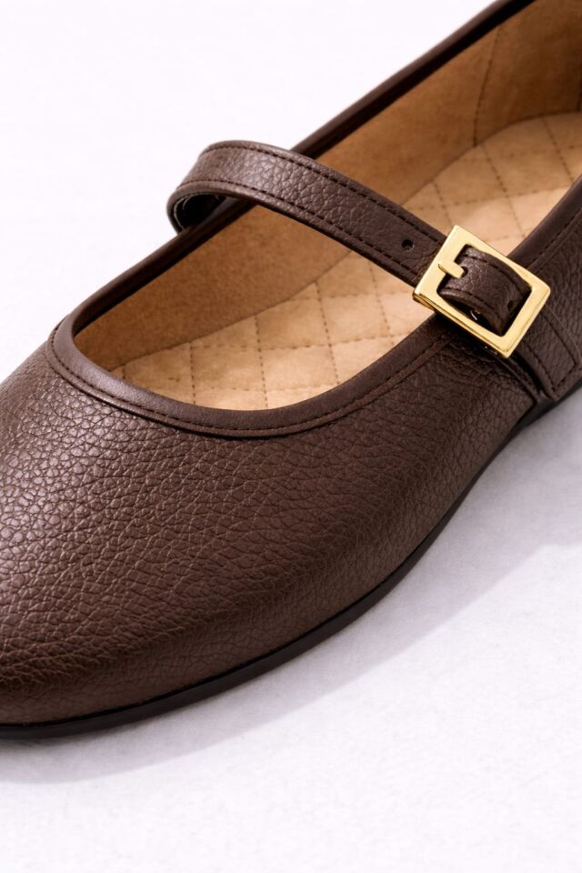 Tek Bantlı Gold Tokalı Lastikli Şık Kadın Babet Ayakkabı KAHVERENGİ - 40