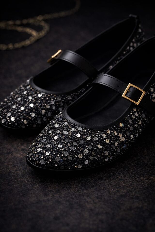 Pullu Simli Payetli Toka Detaylı Kadın Şık Günlük Babet GÜMÜŞ TOKALI - 40