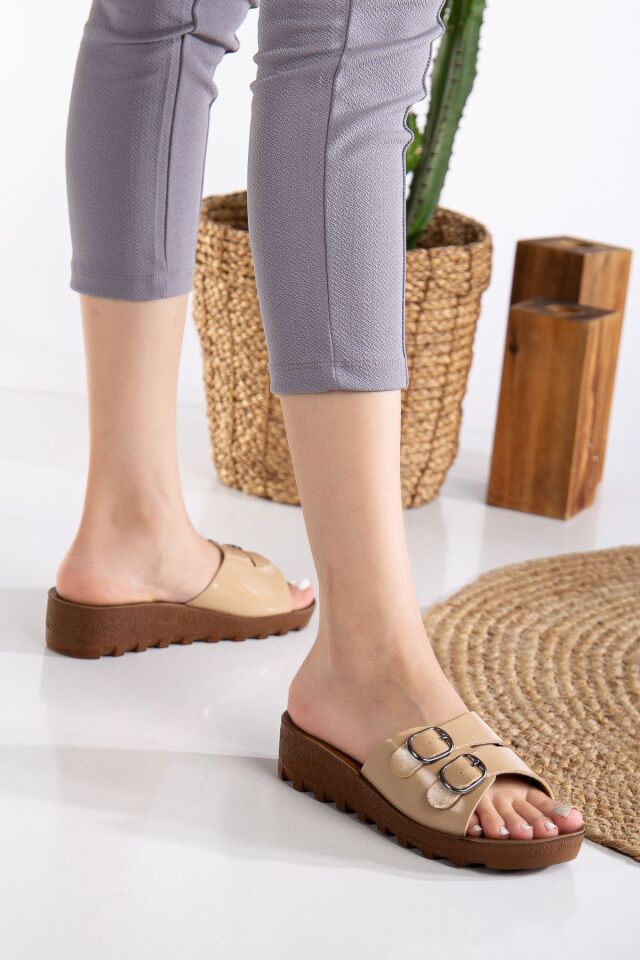 Kadın Dolgu Topuk Anatomik Terlik Siyah Günlük Terlik Rahat Hafif Şık Genç Anne Terlik KREM NATURAL - 37