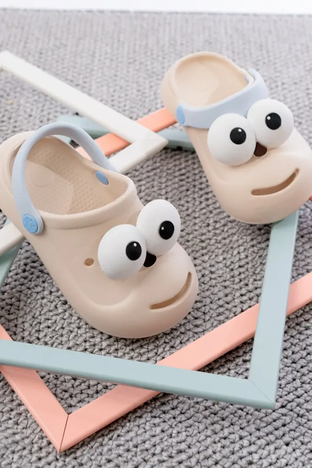 Köpek Figürlü Hayvanlı Çocuk Sandalet Sessiz Taban 33 - KREM