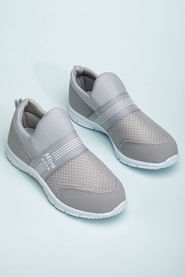 Tedy Garantili Unisex Çocuk Bağcıksız Rahat Esnek Günlük Sneaker Spor Ayakkabı GRİ - 33