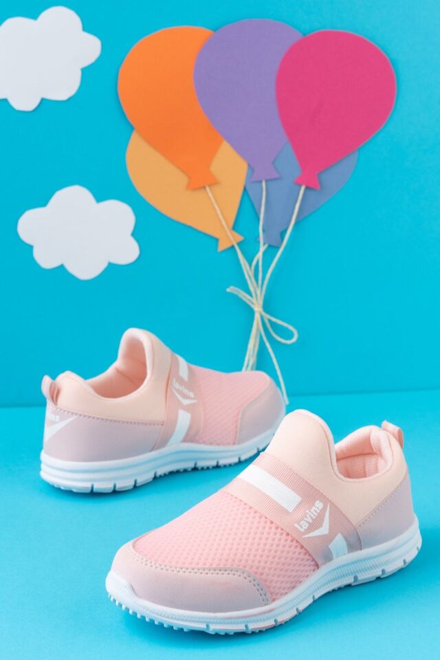 Tedy Garantili Unisex Çocuk Bağcıksız Rahat Esnek Günlük Sneaker Spor Ayakkabı PUDRA - 33