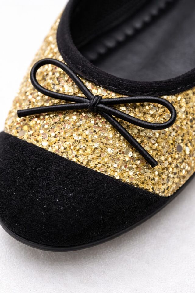 Klasik Şıklık Pullu Simli Babet Ayakkabı Ofis & Günlük Kullanım