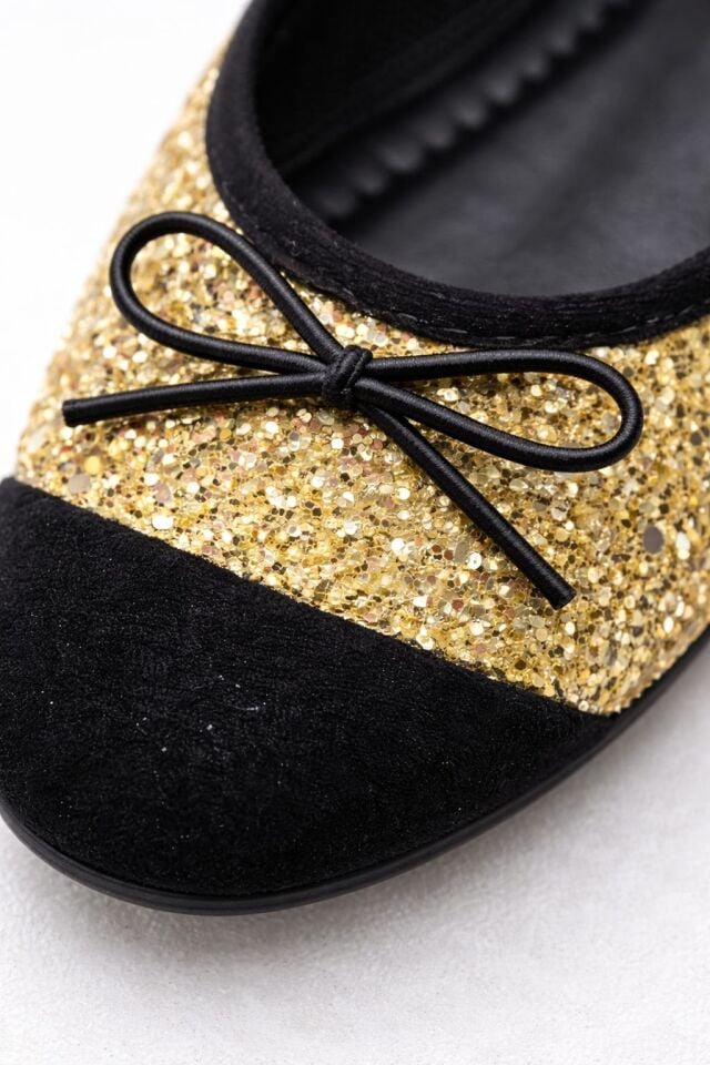 Klasik Şıklık Pullu Simli Babet Ayakkabı Ofis & Günlük Kullanım ALTIN - 40