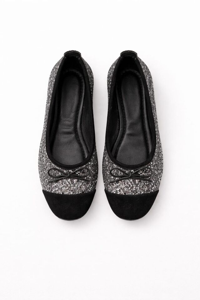 Klasik Şıklık Pullu Simli Babet Ayakkabı Ofis & Günlük Kullanım GÜMÜŞ - 40