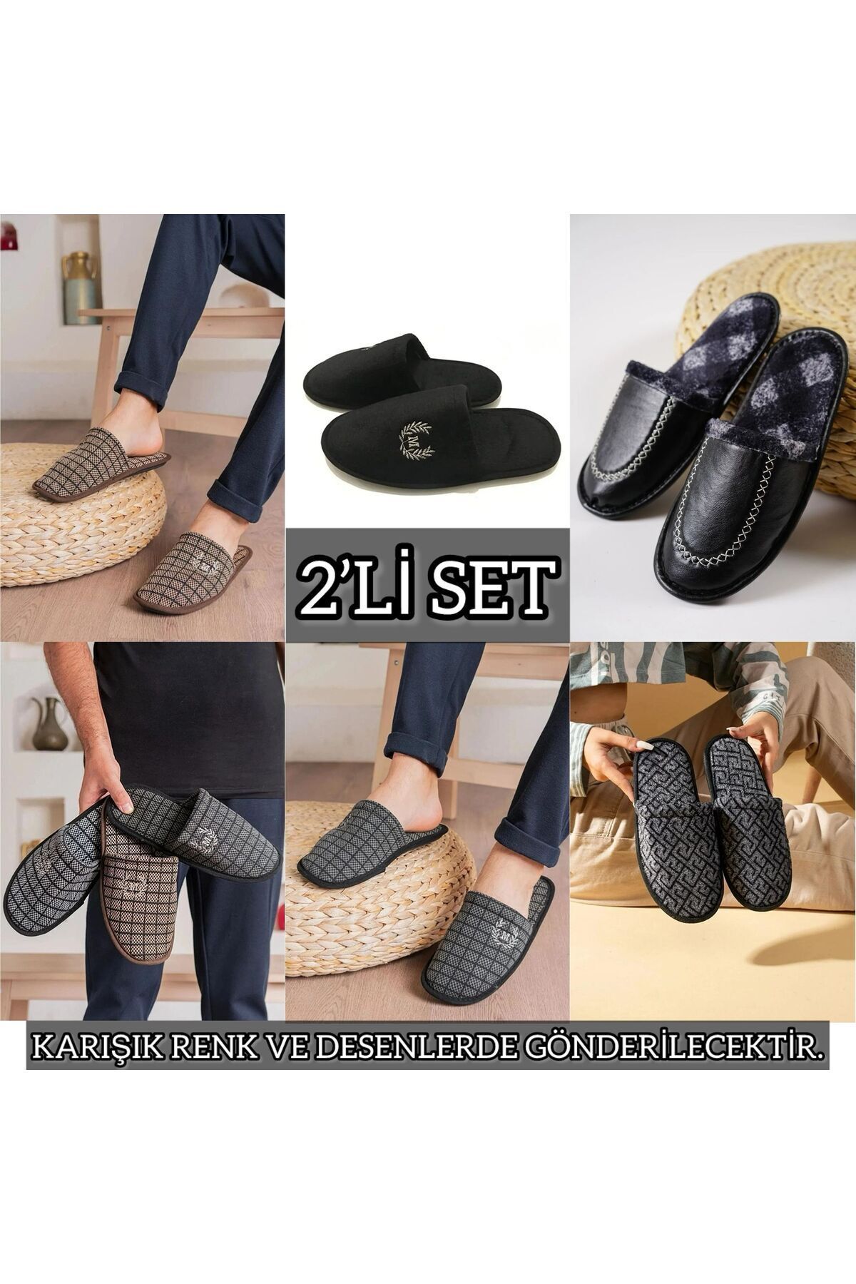 2' Li Paket Önü Kapalı Terlik Ev Terliği Çeyiz Bohça Seti İKİLİ MSN - 43