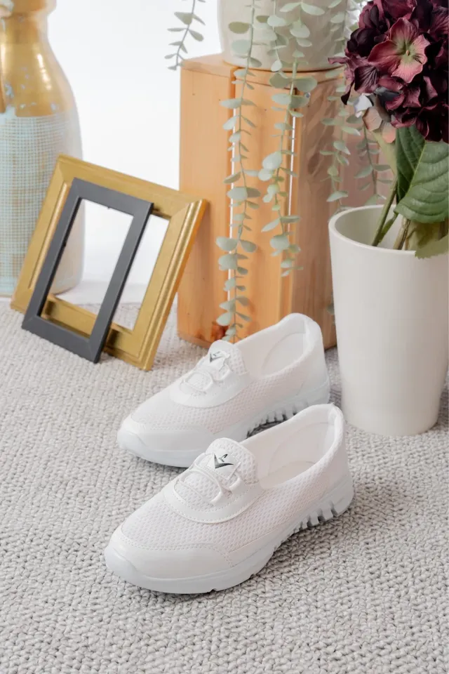 Unisex Bağcıksız Rahat Esnek Günlük Sneaker Spor Ayakkabı 36 - BEYAZ