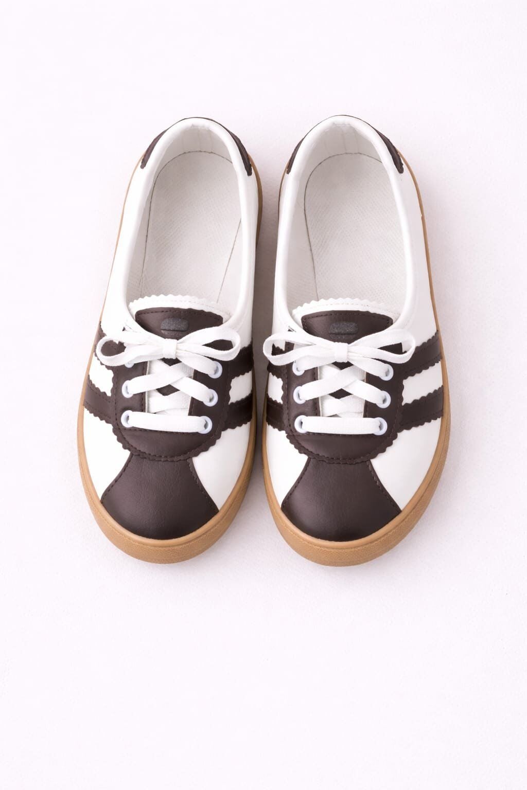Kadın Spor Bağcıklı Günlük Rahat Retro Çizgili Babet Ayakkabı KAHVERENGİ - 36