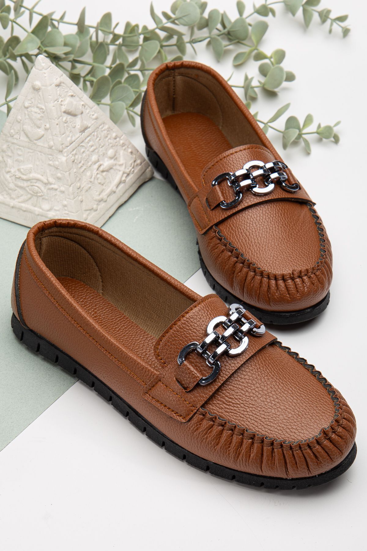 Kadın Babet Hafif Rahat Taban Ortopedik Deri Cilt Anne Ayakkabısı LONDRA TABA - 38