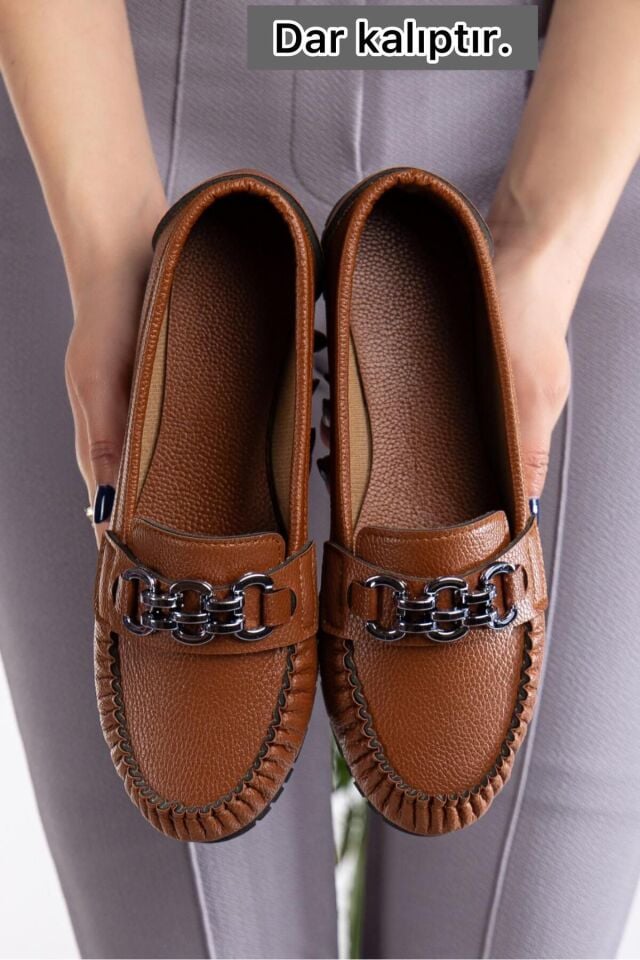 Kadın Babet Hafif Rahat Taban Ortopedik Deri Cilt Anne Ayakkabısı LONDRA TABA - 38