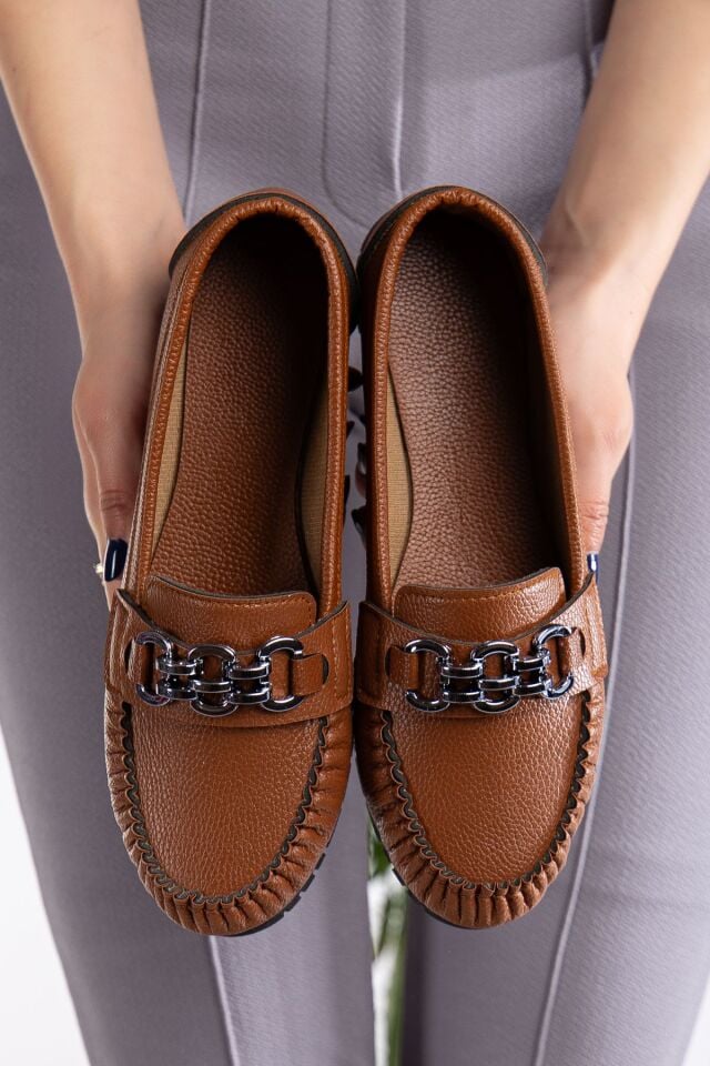 Kadın Babet Hafif Rahat Taban Ortopedik Deri Cilt Anne Ayakkabısı LONDRA TABA - 38