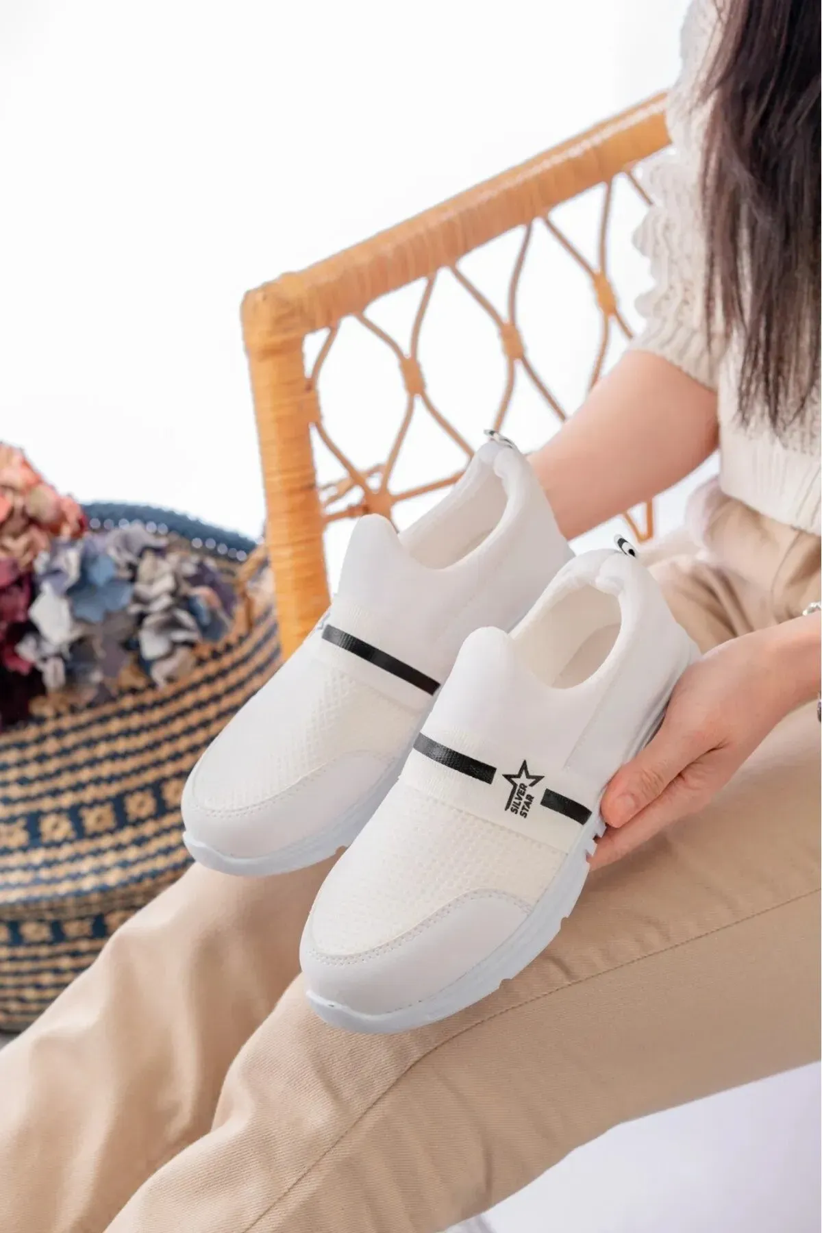Tedy Garantili Unisex Çocuk Bağcıksız Rahat Esnek Günlük Sneaker Spor Ayakkabı 29 - BEYAZ-BEYAZ