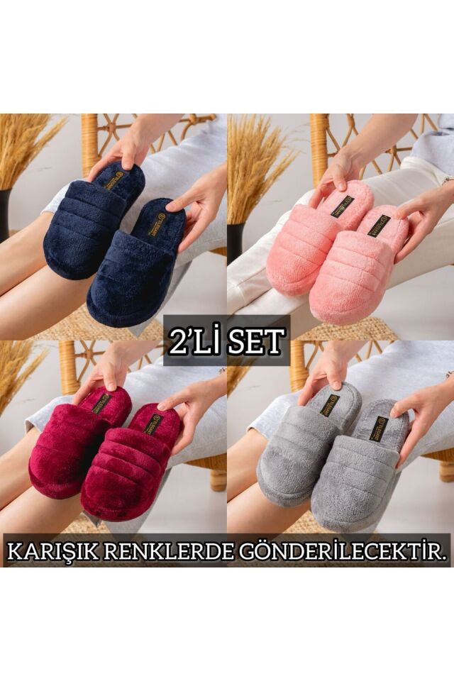 2' Li Paket Önü Kapalı Terlik Ev Terliği Çeyiz Bohça Seti İKİLİ KAPALI ATOM - 38