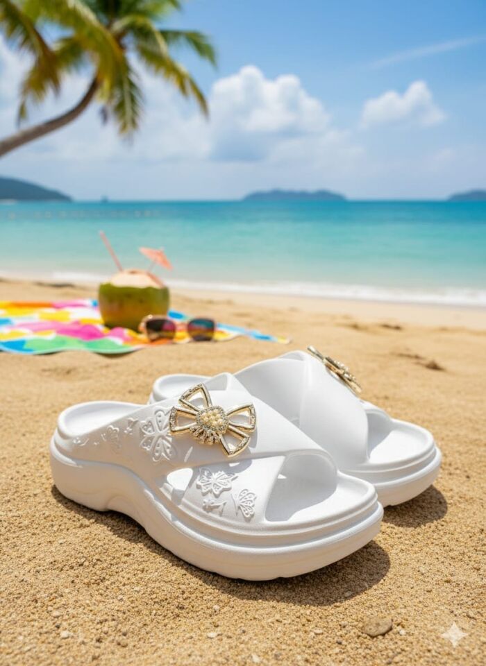 Calx Yüksek Topuluklu Kelebek Detaylı Kadın Terlik BEYAZ - 40