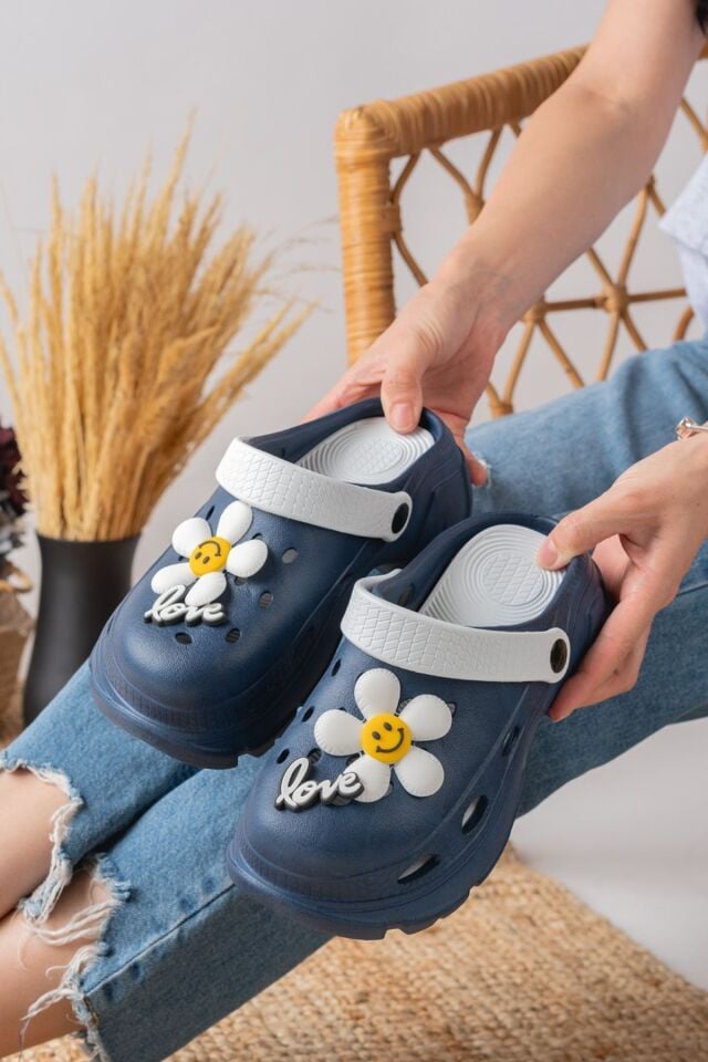 Yüksek Topuklu Deniz Hemşire Hastane Comfort Sandalet LACİVERT - 38