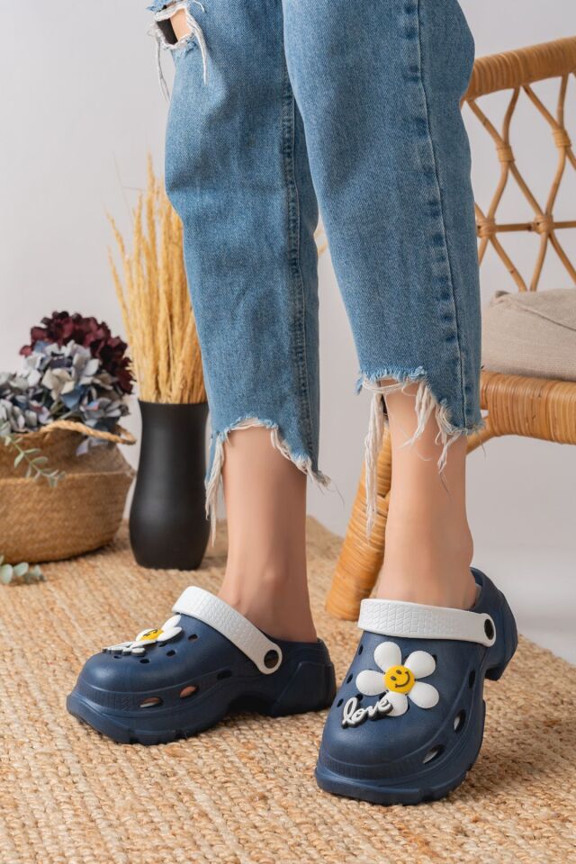 Yüksek Topuklu Deniz Hemşire Hastane Comfort Sandalet LACİVERT - 38