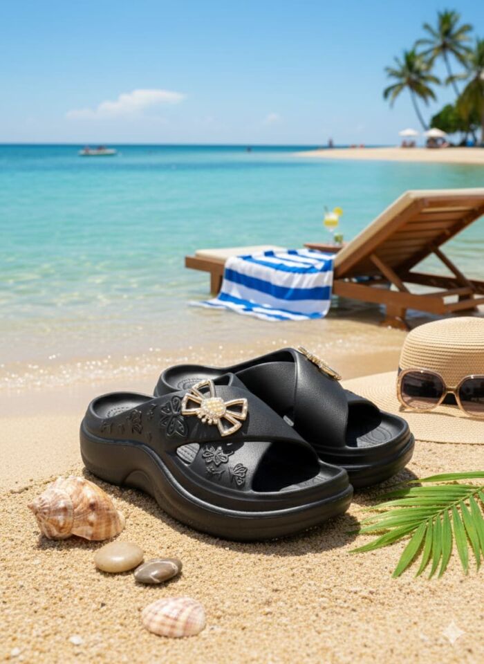 Calx Yüksek Topuluklu Kelebek Detaylı Kadın Terlik SİYAH - 40