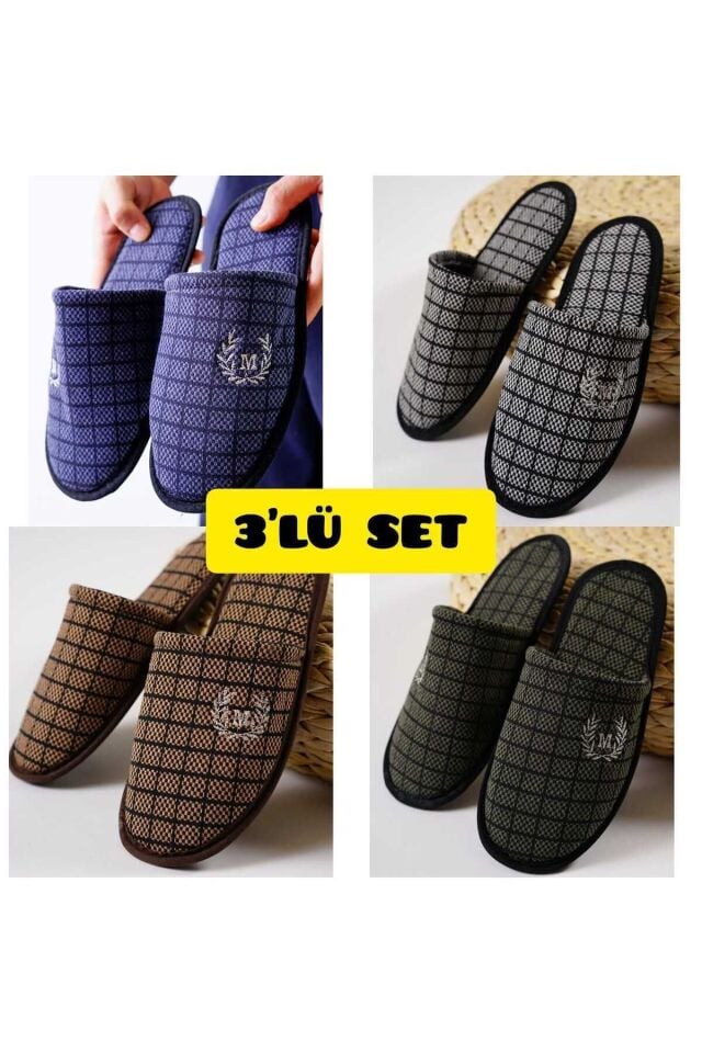 3'lü Paket Terlik Ev Terliği Çeyiz Bohça Seti