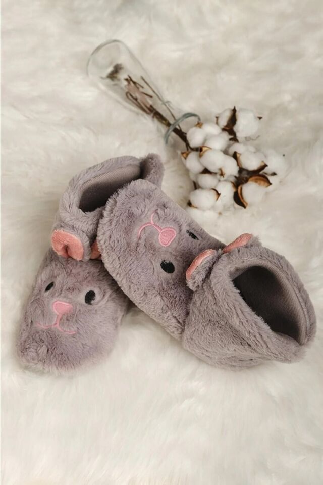 Ev Botu Ekru-beyaz Rengi Kadın Ev Botu Çocuk Panduf Ev Botu GRİ - 38