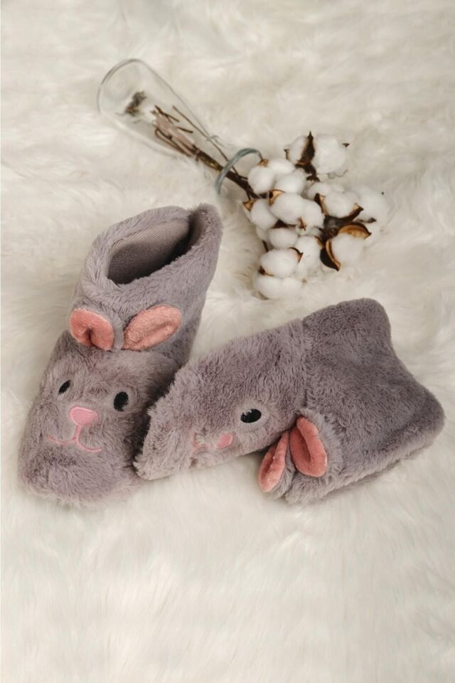 Ev Botu Ekru-beyaz Rengi Kadın Ev Botu Çocuk Panduf Ev Botu GRİ - 38