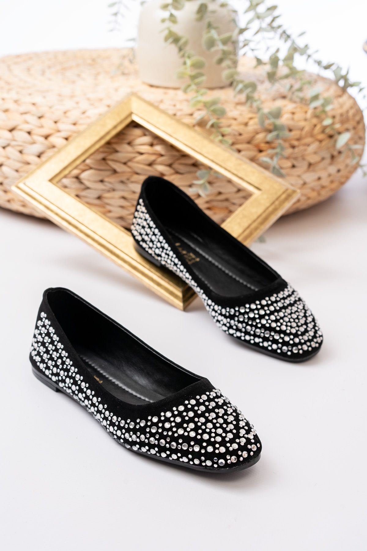 Kadın Baretli Taşlı Günlük  Babet Ayakkabı GÜMÜŞ TAŞLI - 36