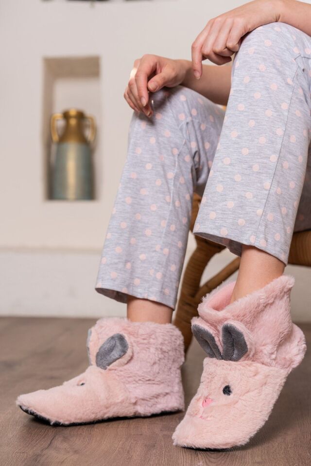 Ev Botu Ekru-beyaz Rengi Kadın Ev Botu Çocuk Panduf Ev Botu PUDRA - 38