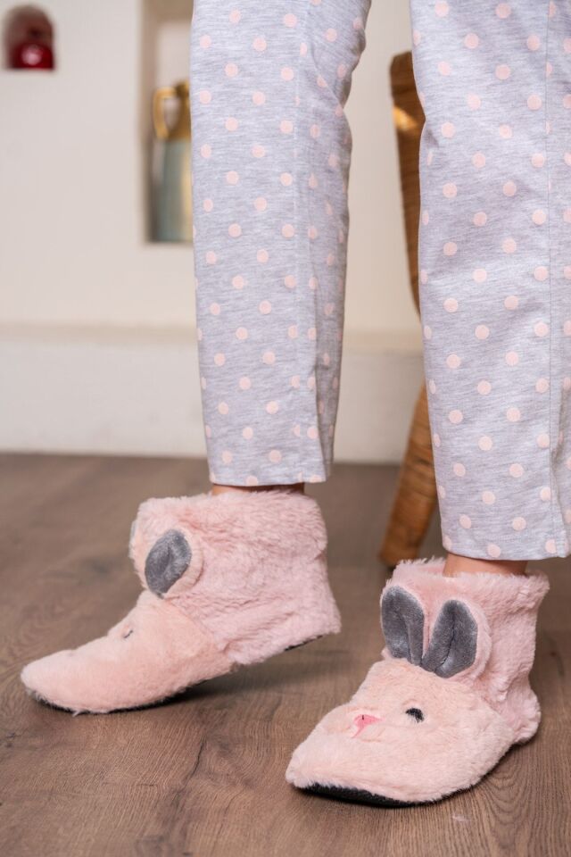 Ev Botu Ekru-beyaz Rengi Kadın Ev Botu Çocuk Panduf Ev Botu PUDRA - 40