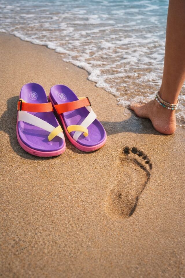 Kadın Rengarenk Kaydırmaz Taban Esnek ve Rahat Plaj Havuz Deniz Ev Bahçe Parmak Arası Terlik MOR - 40