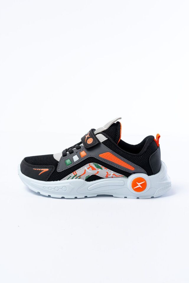 Unisex Çocuk Sneaker Ortopedik Taban Anorak File Hava Alır Günlük Rahat Hafif Esnek Spor Ayakkabı SİYAH-TURUNCU - 27