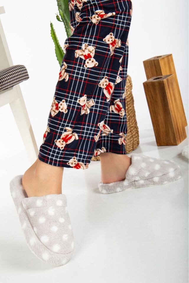 3'lü Paket Terlik Ev Terliği Çeyiz Bohça Seti PUANTİYELİ TERLİK - 38