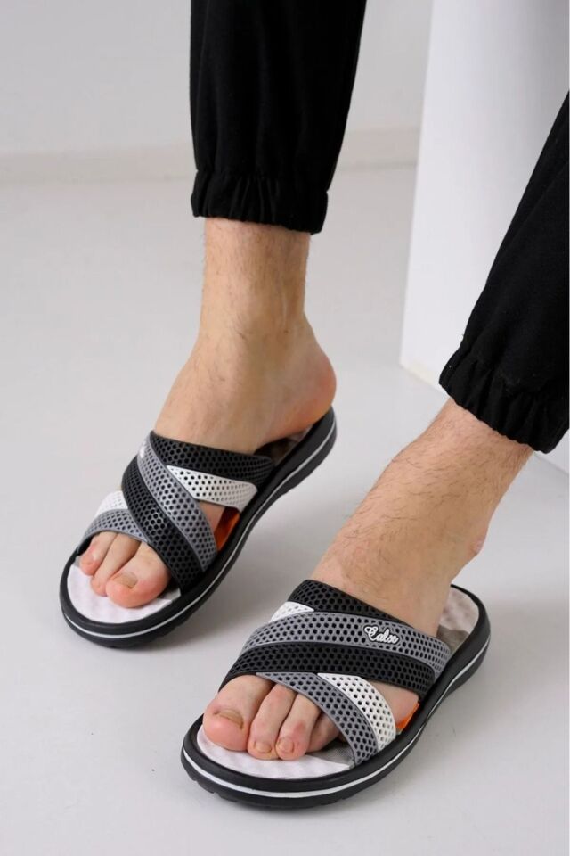 Yazlık Erkek Kaymaz Plaj Sokak Gündelik Terlik GRİ - 45