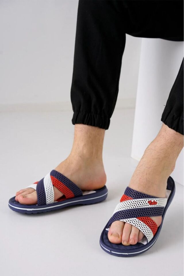 Yazlık Erkek Kaymaz Plaj Sokak Gündelik Terlik LACİVERT - 41