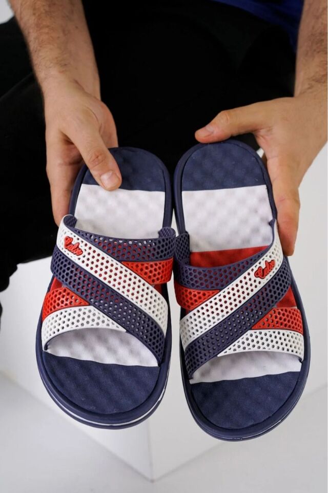 Yazlık Erkek Kaymaz Plaj Sokak Gündelik Terlik LACİVERT - 42