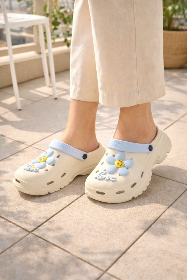 Yüksek Topuklu Deniz Hemşire Hastane Comfort Sandalet VANİLYA MAVİ - 38