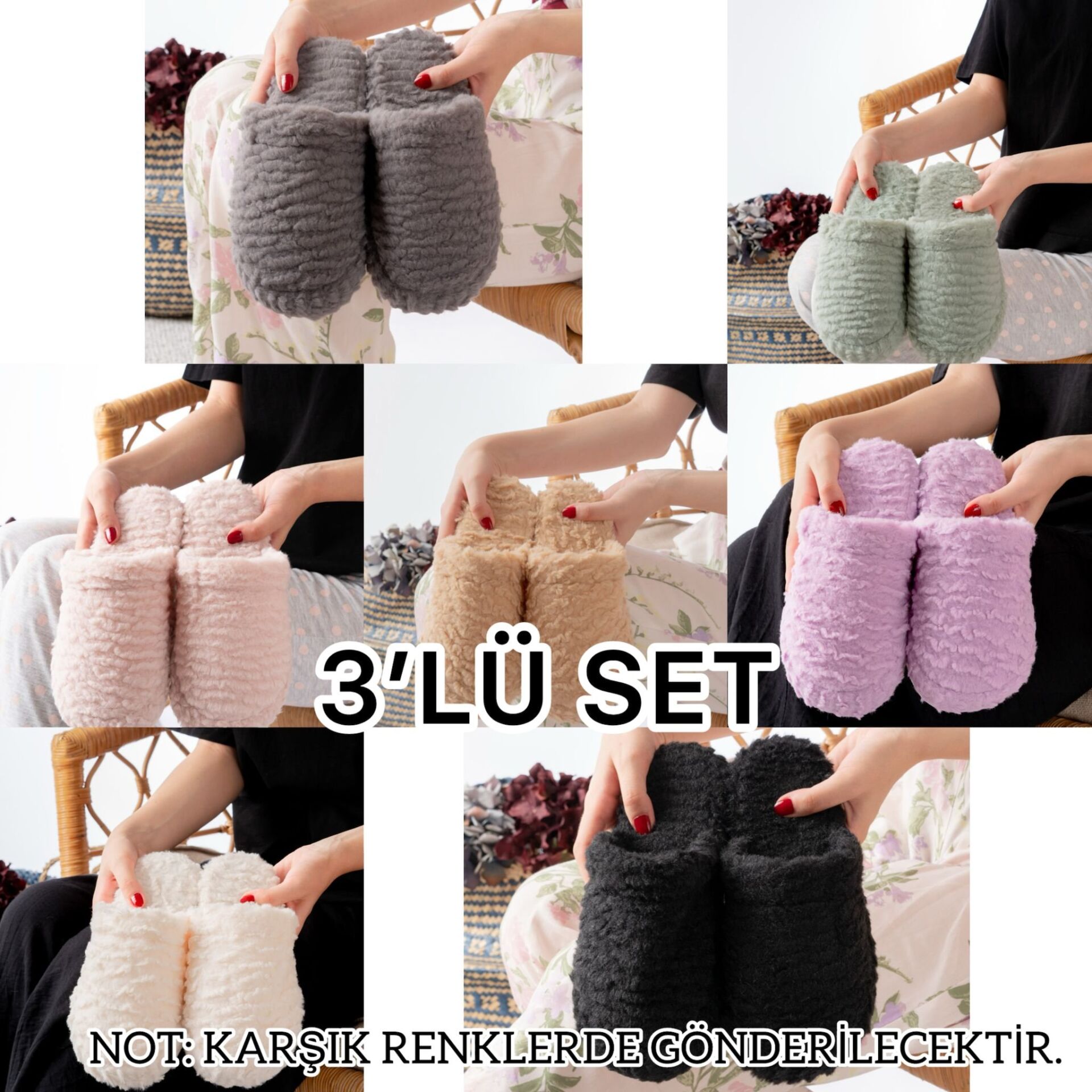 3'lü Paket Terlik Ev Terliği Çeyiz Bohça Seti ÜÇLÜ KILÇILLI TERLİK - 39
