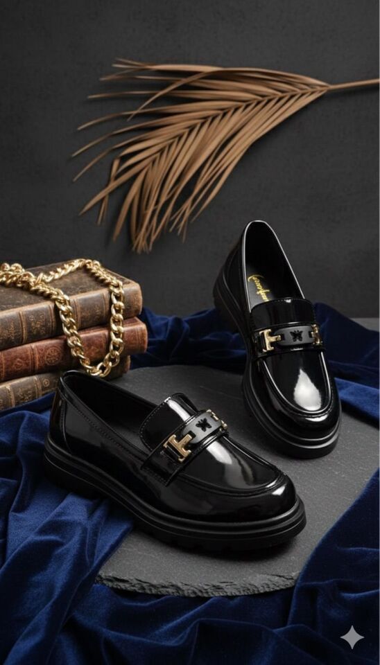 Kadın Kalın Taban Ortopedik Comfort Taban Deri Görünümlü Loafer – Siyah Kadın Kalın Taban Ortopedik Comfort Taban Deri Görünümlü Loafer – Siyah