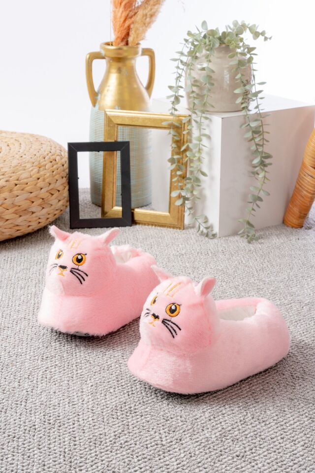 Kedi Figürlü Peluş Panduf Ev Pandufu Unisex PUDRA - 36-38