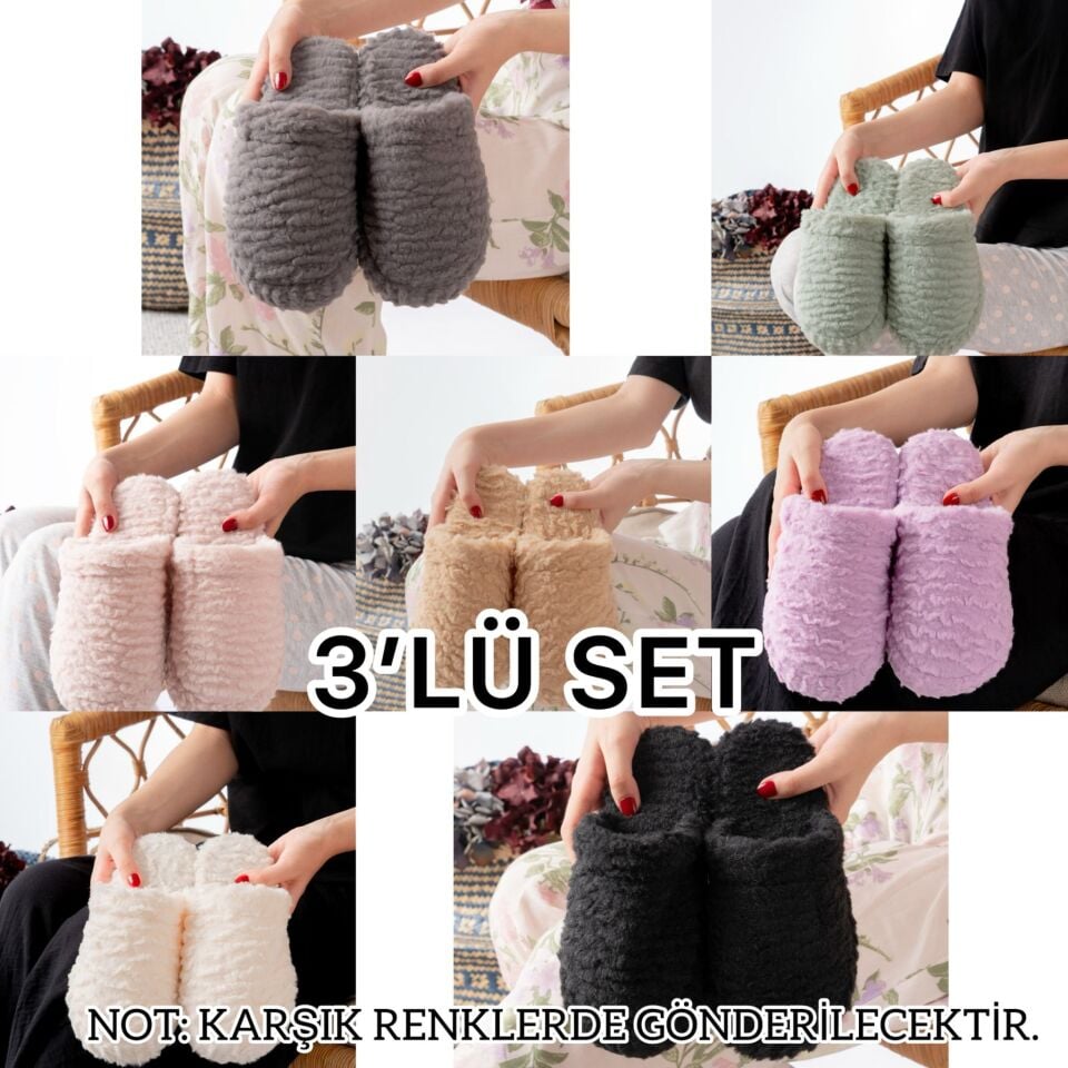 3'lü Paket Terlik Ev Terliği Çeyiz Bohça Seti ÜÇLÜ KILÇILLI TERLİK - 40